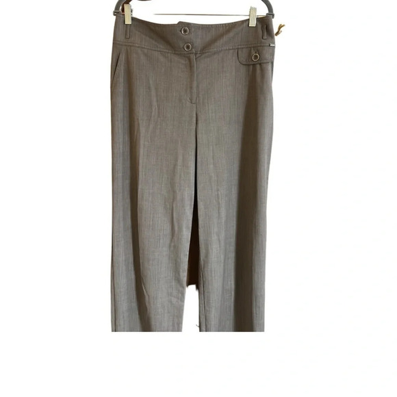 St. John Taupe Wool Blend Wide Leg Pants Size 10 - Picture 2 of 8